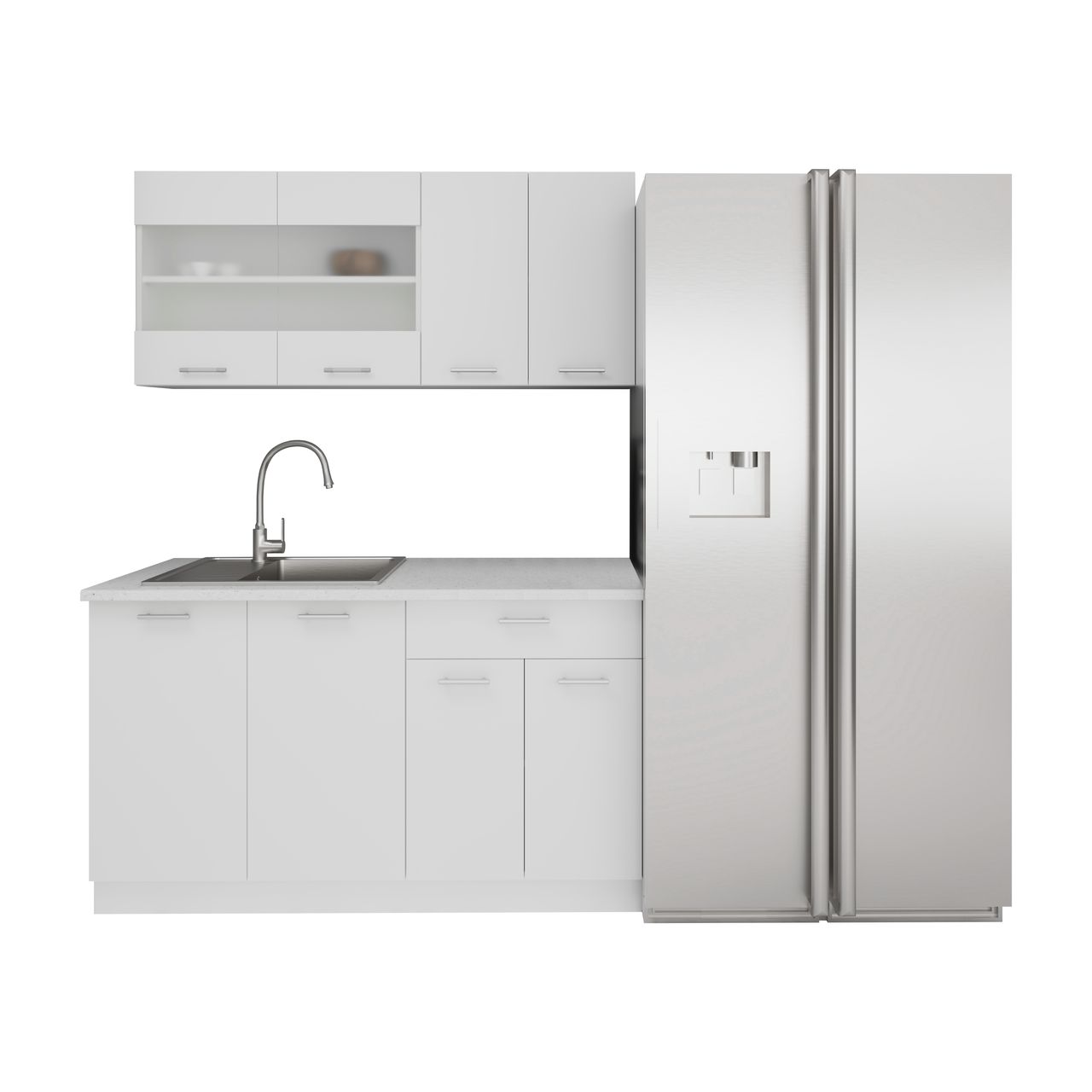 VCM 4-tlg Singleküche Einbauküche Küchenzeile Küchenblock Komplettküche 140 cm Esilo