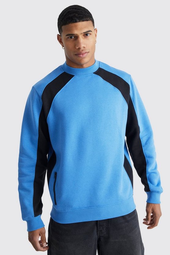 Colorblock Sweatshirt mit Reißverschluss-Detail
