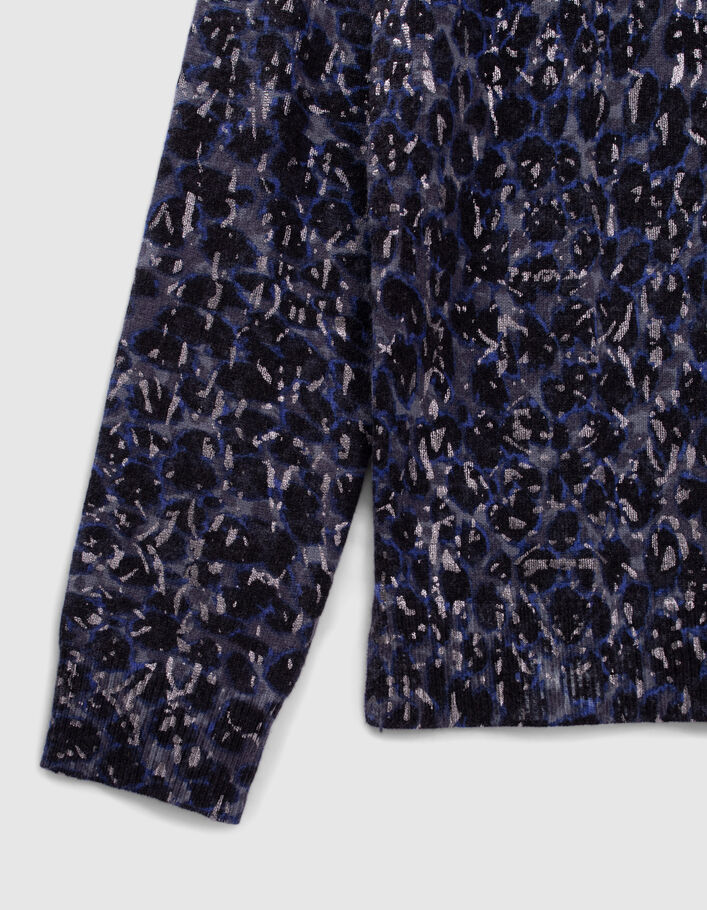 Pull marine tricot à imprimé tachiste Femme