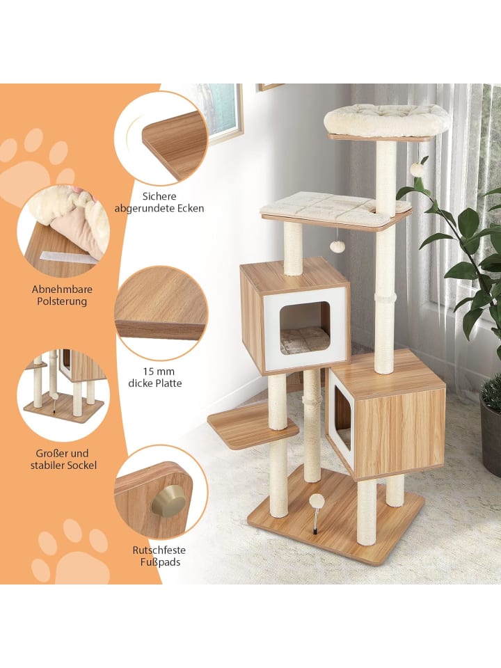 COSTWAY Kratzbaum 163 cm in Beige günstig kaufen 48 cm