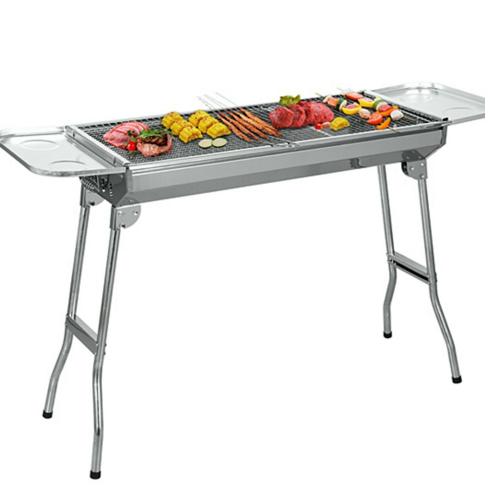 SunJas Holzkohlegrill CA-12, Tragbar, Klappgrill, mit 2 Stück Grillrost Standgrill,Edelstahl Klappgrill,BBQ Standgrill Tragbar Camping Grill
