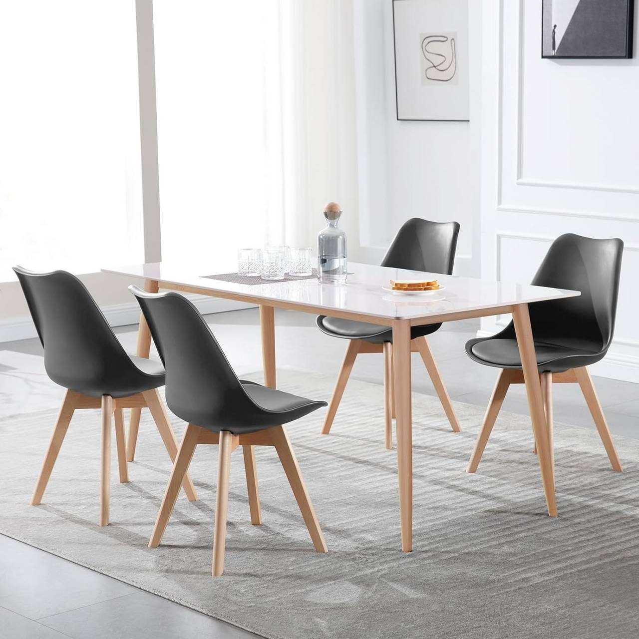 Woltu Esszimmerstuhl (Set, 4 St), Design Stuhl Kunstleder Holz