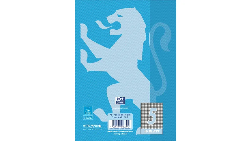 Oxford Heft A5 Lineatur 5 16 Blatt
