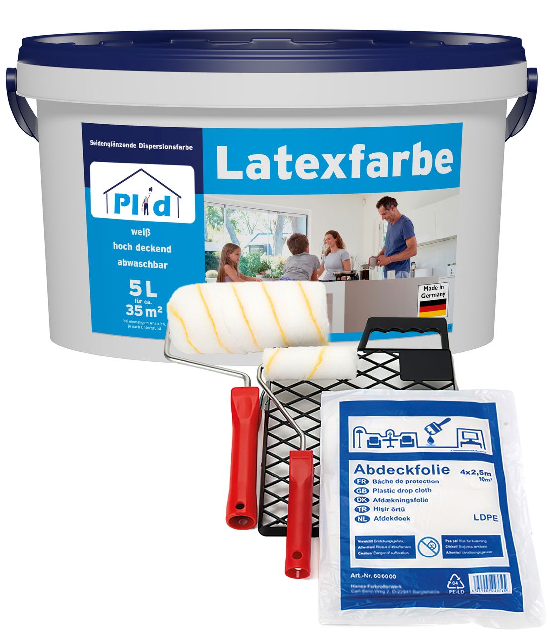 Plid Premium Latexfarbe abwaschbare Wandfarbe Küchenfarbe Weiß