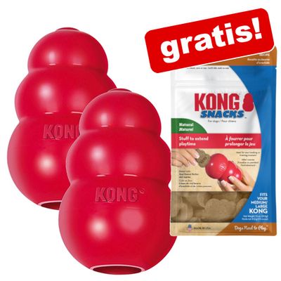 2 Stück KONG Classic Spielzeug + KONG Snacks Peanut Butter gratis!