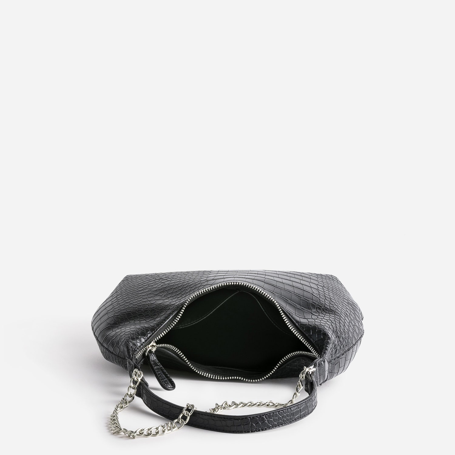 Sac à main TEXTO noir embossé effet croco