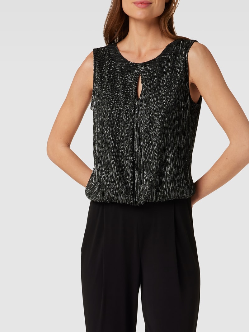 Jumpsuit mit Schlüsselloch-Ausschnitt in metallic schwarz
