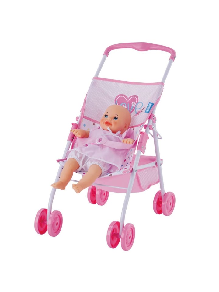 Hauck 3-tlg. Puppenset - Babywippe, Buggy & Puppe (36 cm) in rosa günstig kaufen onesize