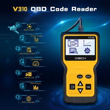 Hikeren Kfz-Diagnosegerät OBD2-Diagnosegerät, V310 KFZ-Fehlercode-Lesegerät, Mehrsprachiges & DTC-Definitionen