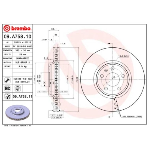09.A758.11 BREMSSCHEIBE BREMBO VA  VP1 - ATU