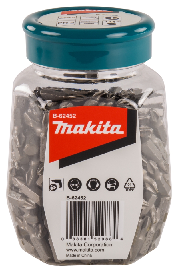 Makita Accessories B-62452 Biți de șurubelniță PH2X25mm în cutie 250 bucăți