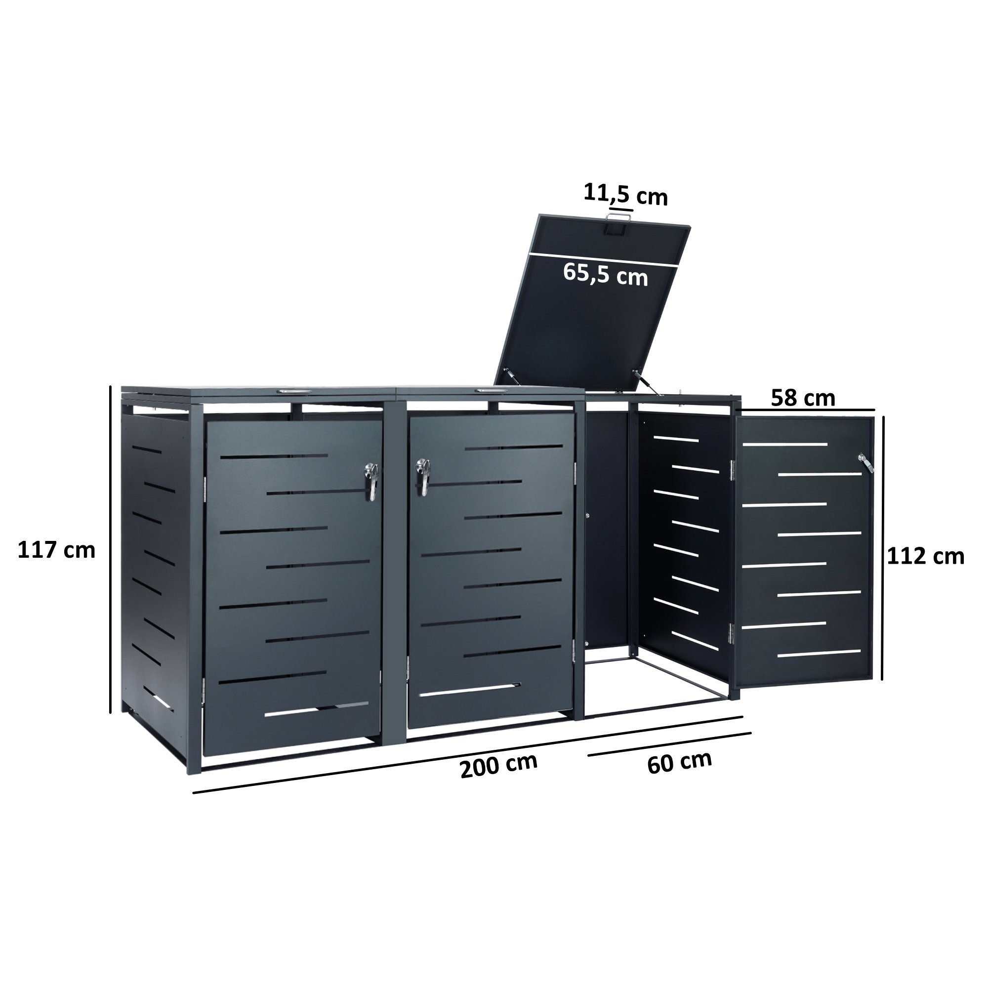 Zelsius Mülltonnenbox Mülltonnenbox für drei Mülltonnen, Anthrazit RAL 7016 (Set)