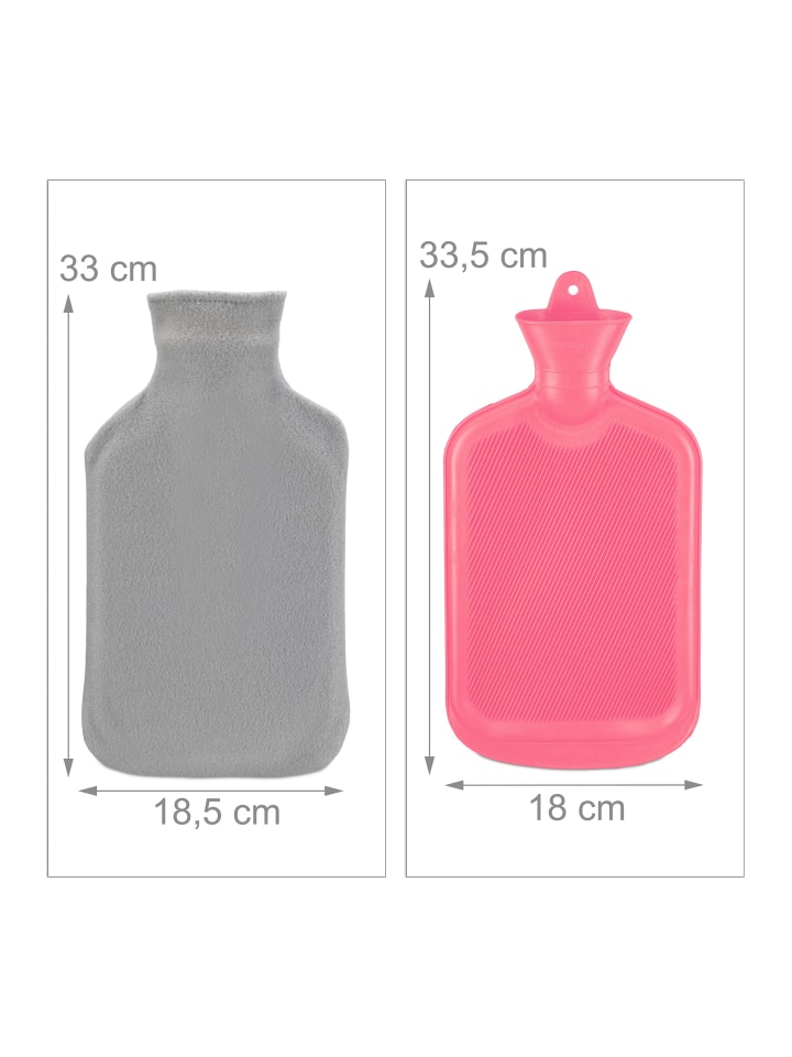 relaxdays Wärmflasche in Pink/ Grau - 1,5l günstig kaufen onesize