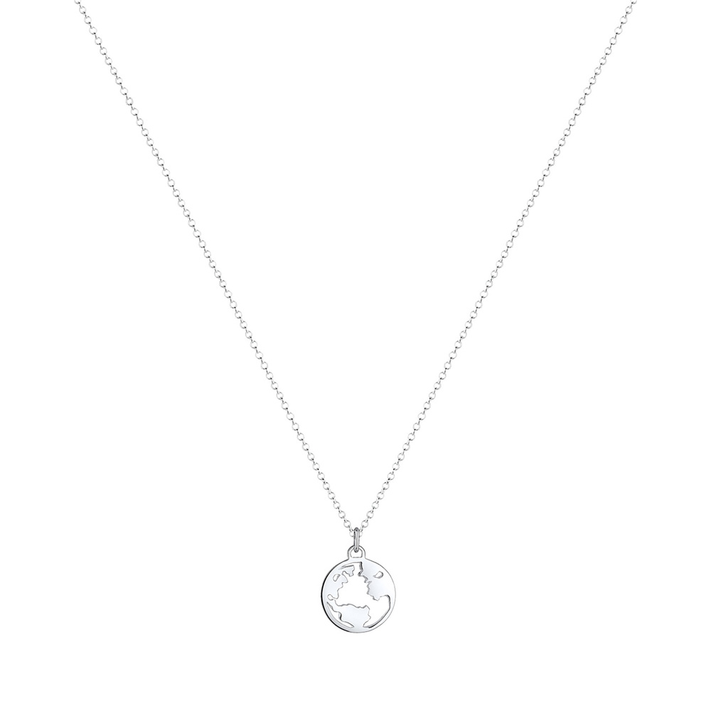 Elli Elli Collier Femme Globe Monde Voyage en Argent Sterling (925/1000) Bijoux