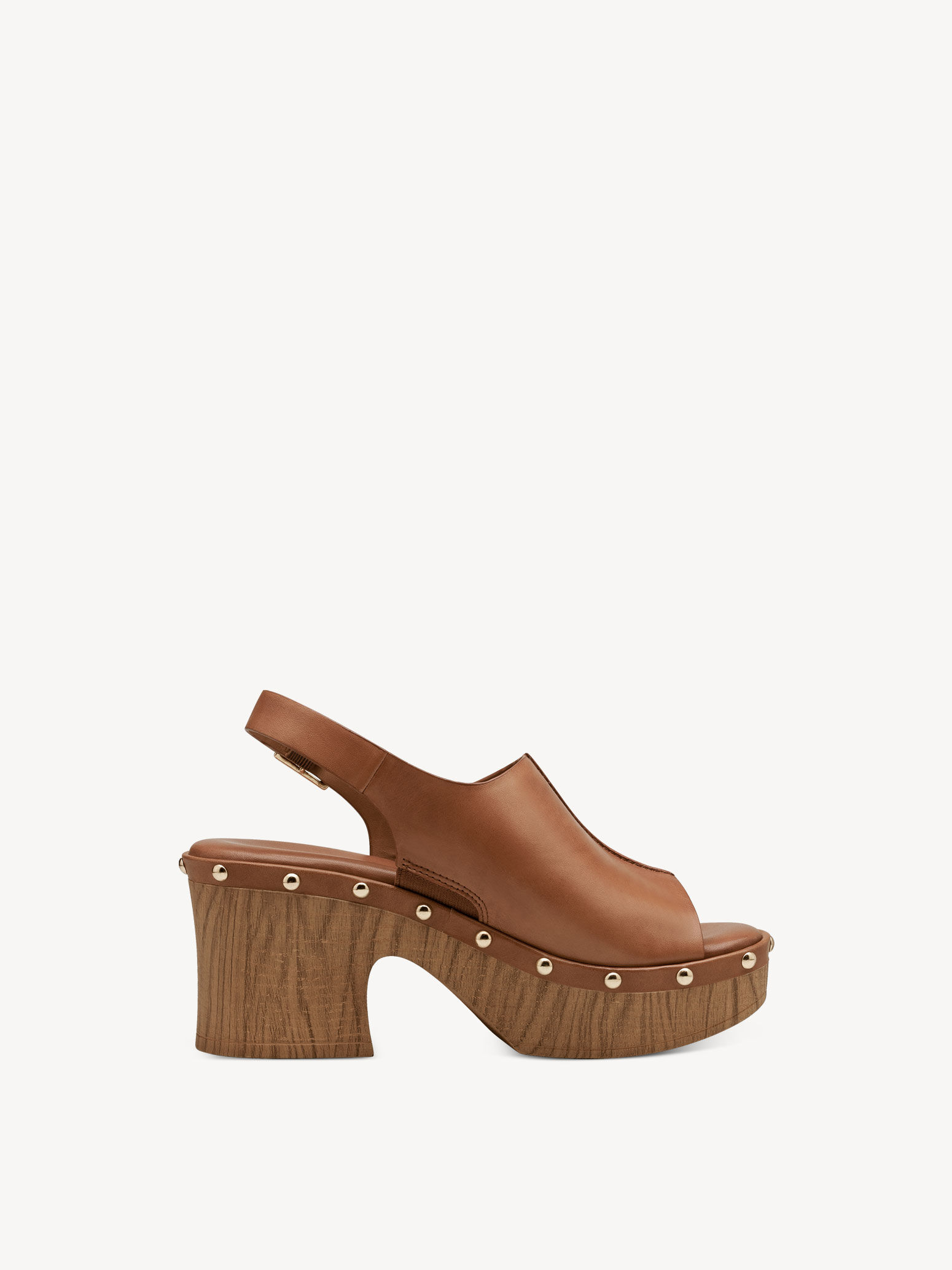 Sandale à talon en cuir - marron