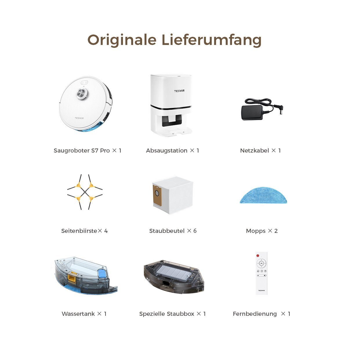 Tesvor Nass-Trocken-Saugroboter S7PRO mit Absaugstation Nass-Trocken-Saugroboter 6000PA Wischfunktion, Mit Staubbox beutellos,6000Pa
