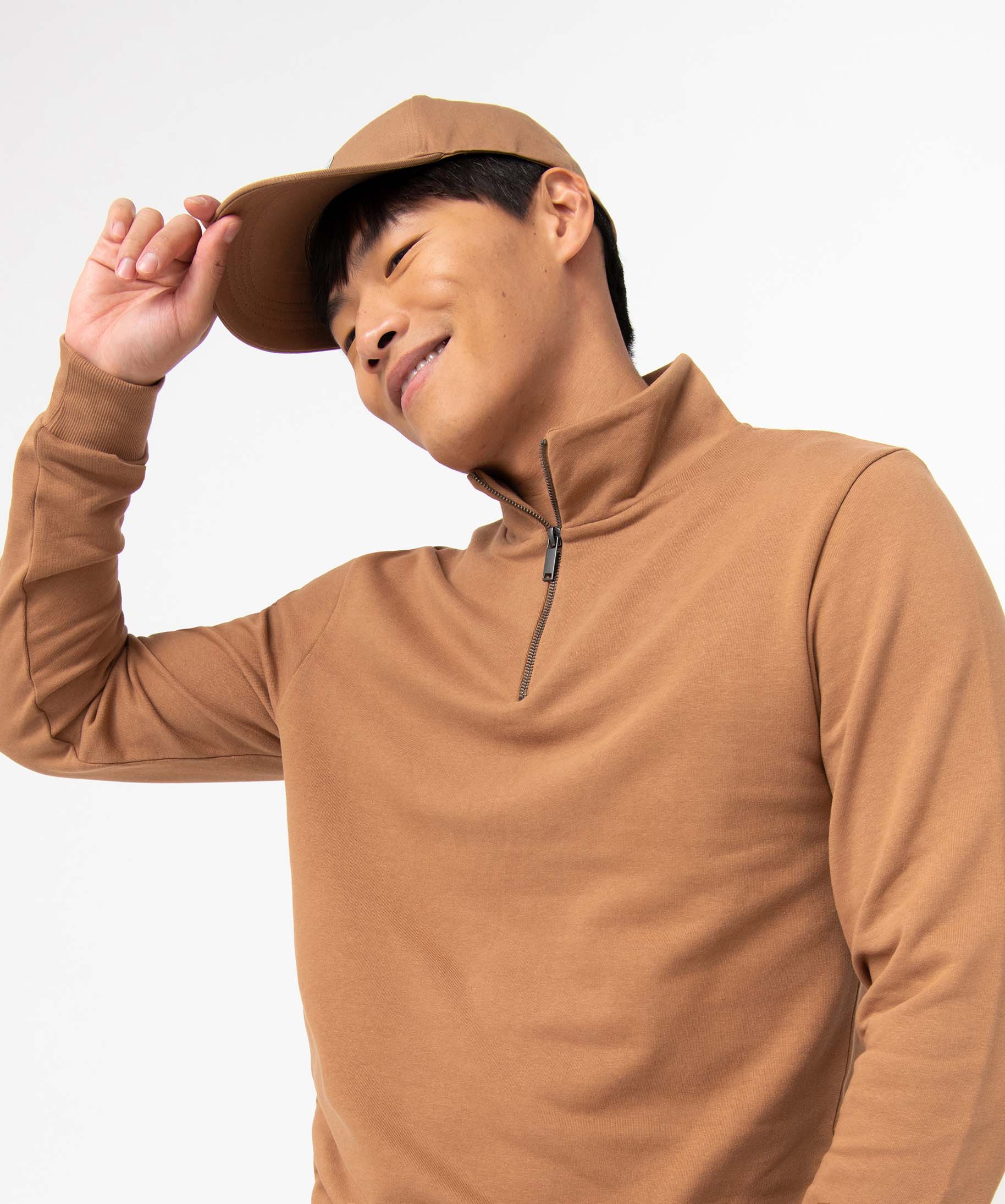 Sweat homme avec col zippé marron | GEMO