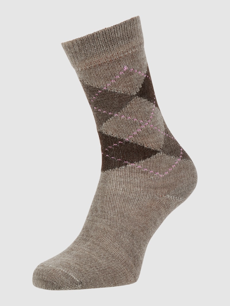 Socken mit Argyle-Muster Modell 'Whitby' in mittelbraun