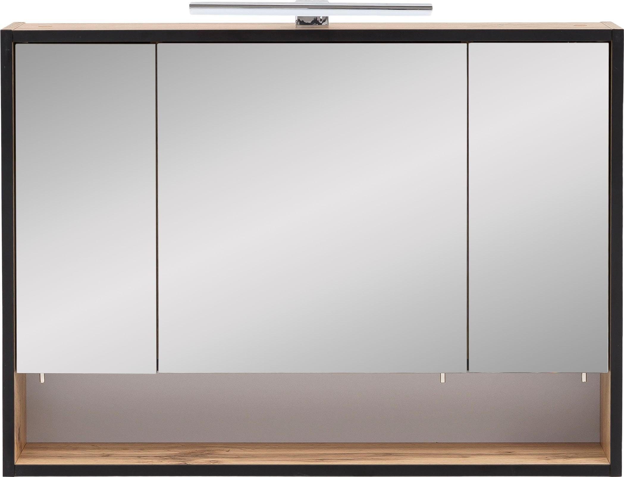 Schildmeyer Spiegelschrank Maxima Breite 80 cm, 3-türig, LED-Beleuchtung, Schalter-/Steckdosenbox