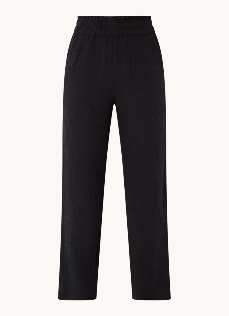 Rails  Leon mid waist straight fit broek van biologisch katoen met structuur