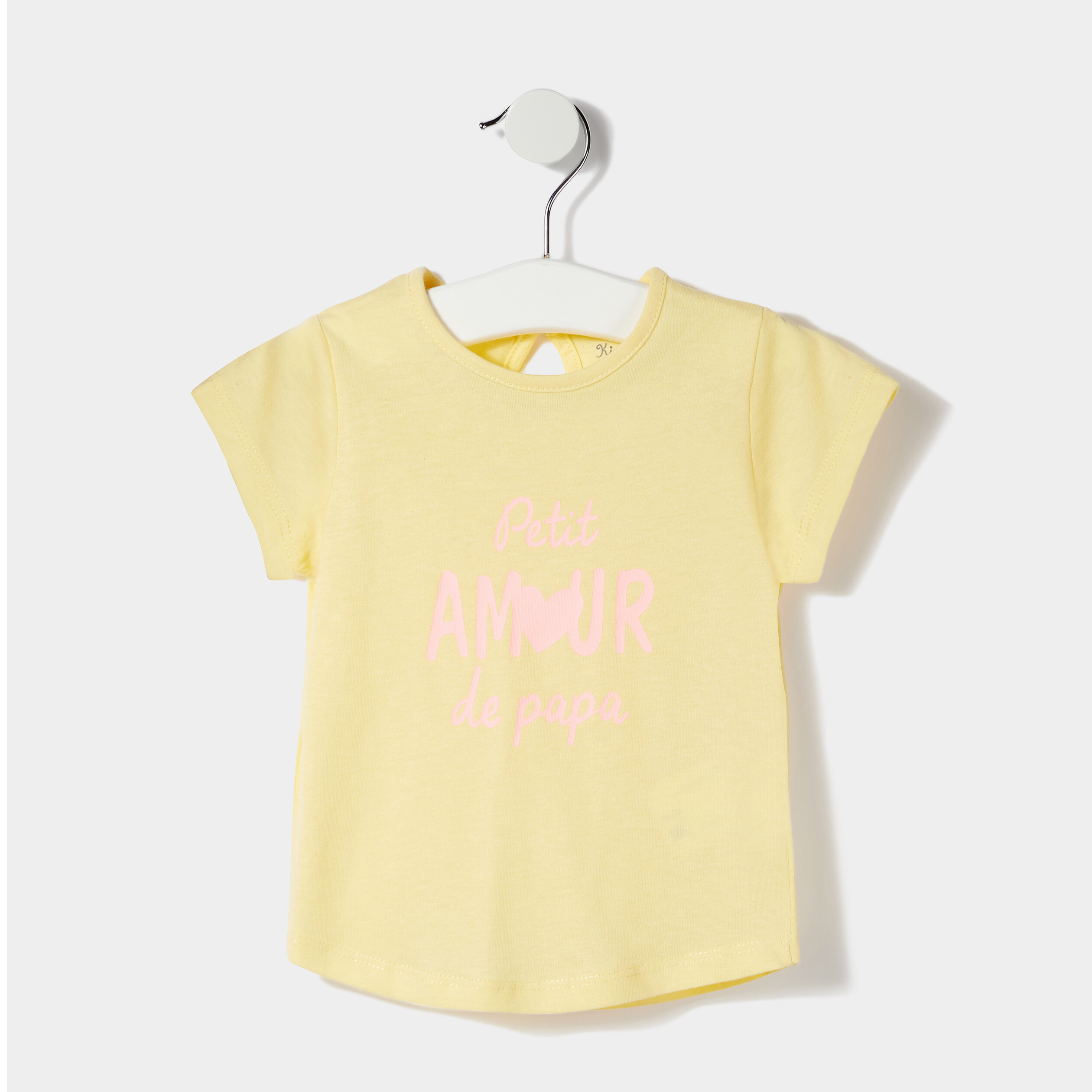 T-shirt manches courtes jaune clair bébé fille | La Halle