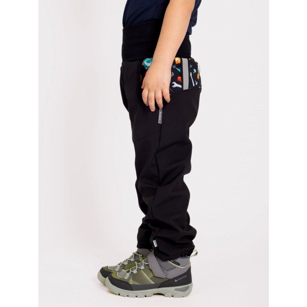 Unuo Kinder-Softshellhose mit Fleece Basic Roboter Schwarz