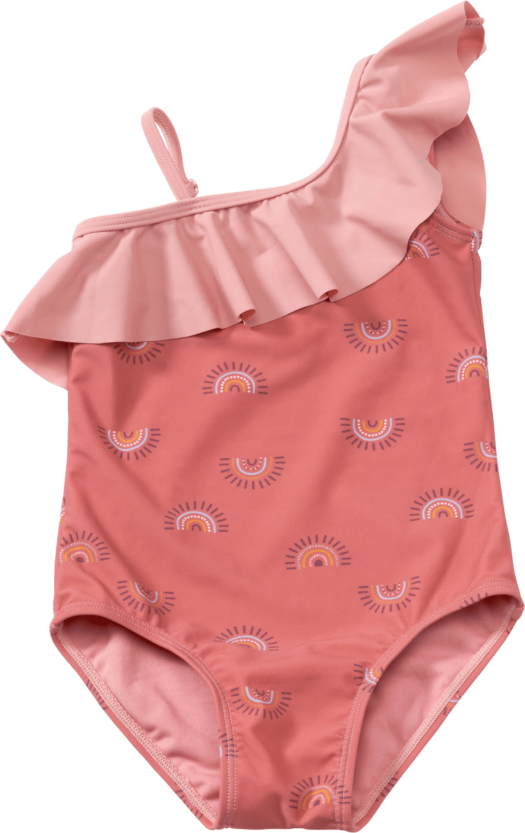 Badeanzug mit Regenbogen-Muster, rosa, Gr. 110/116, 1 St