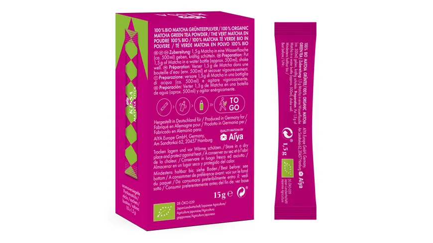 KISSA Bio Matcha Tea to go Sticks 15 g