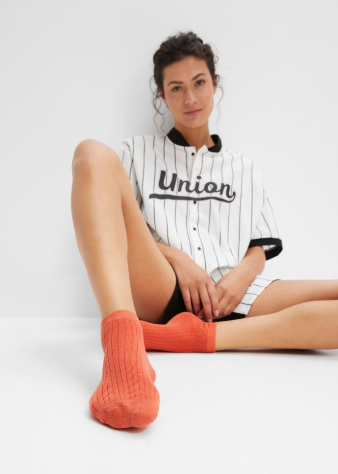 Kurzsocken (10er Pack) in Rippstruktur mit Bio-Baumwolle