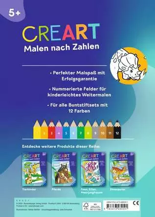 CreArt Malen nach Zahlen ab 5: Dinosaurier