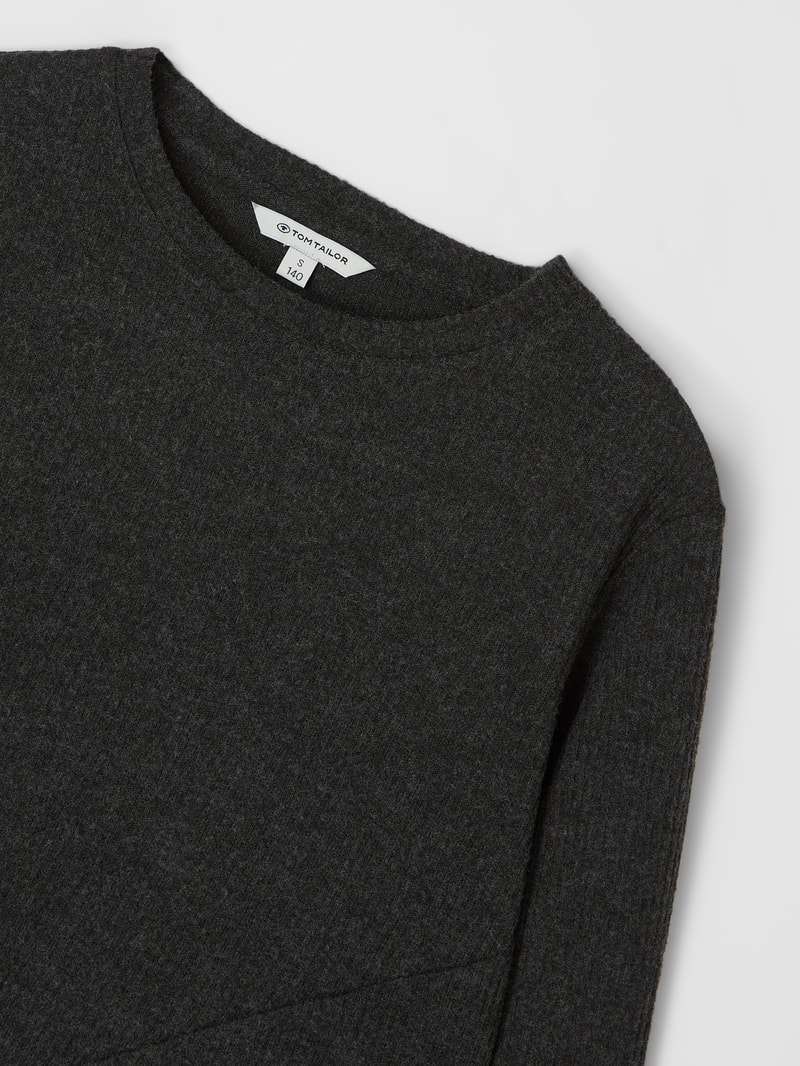 Cropped Longsleeve mit Rippenstruktur in anthrazit