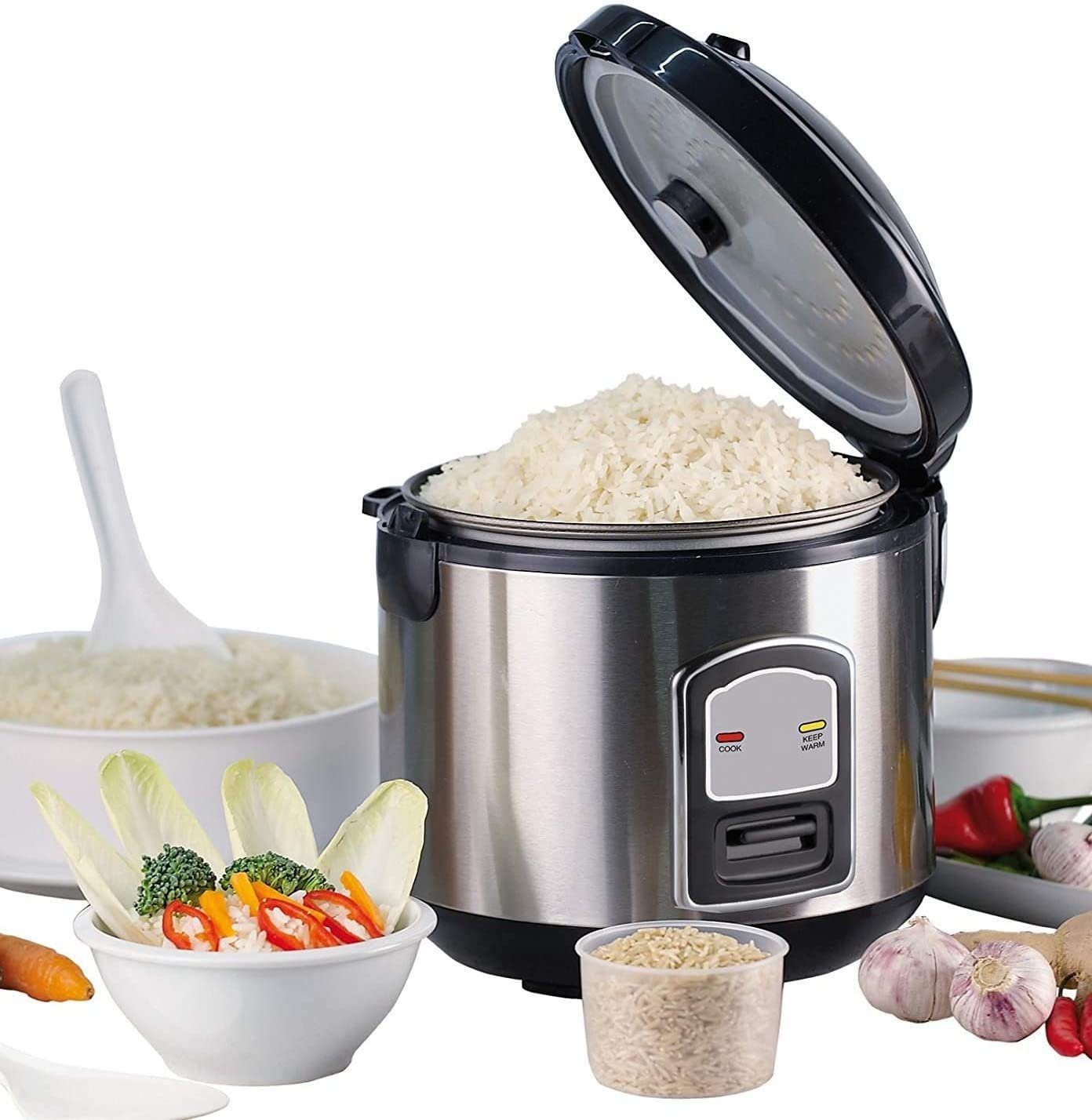 JUNG Reiskocher Reisgarer 3in1, Reistopf alle Reisarten, Reiskocher elektrisch 1,2L, 400 W, Dampfgarer, Cooker, Steamer, Dämpfer, Risottokocher, Gemüsegarer