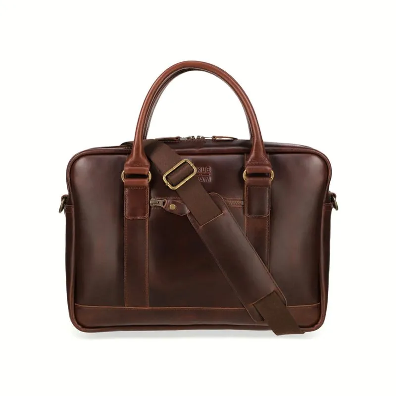Buckle & Seam Leder Business Briefcase Everett - Braun \/ Dots