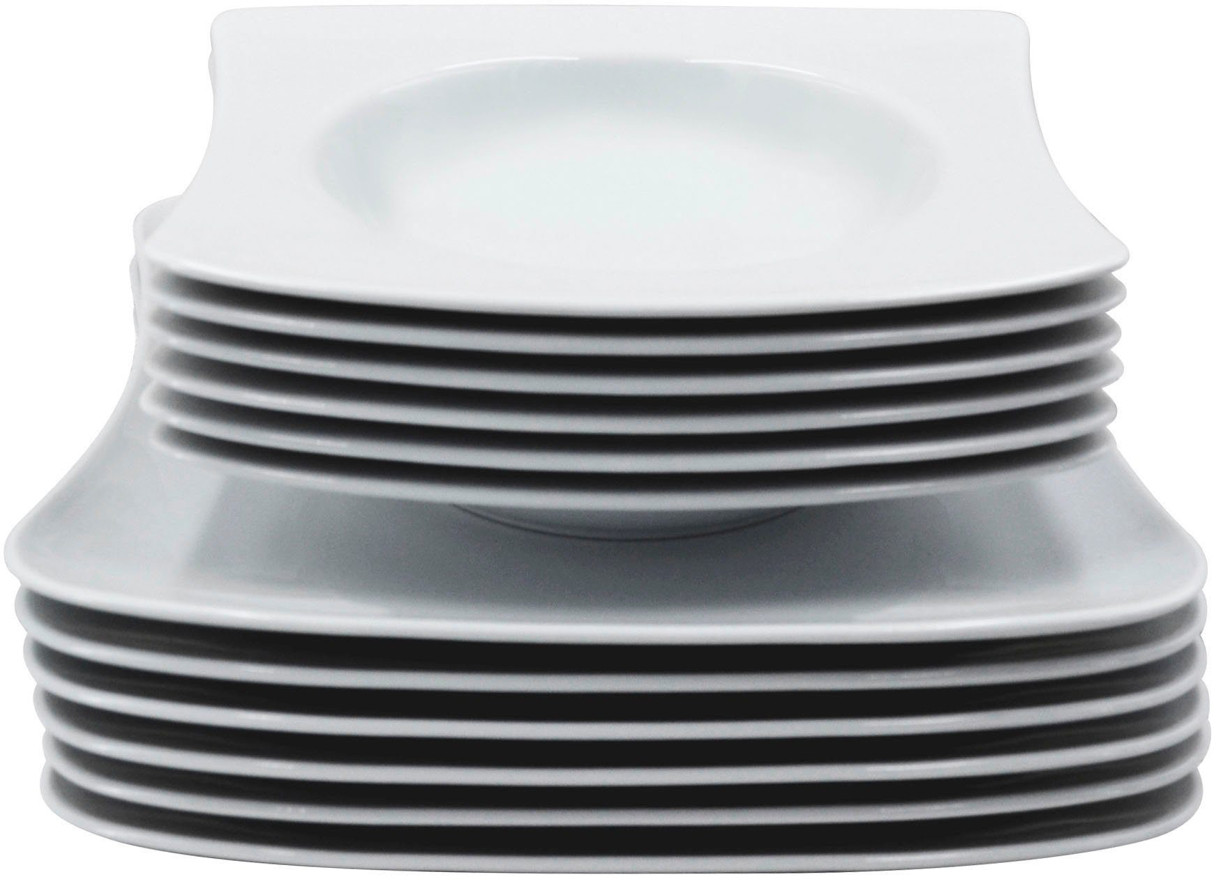 Retsch Arzberg Tafelservice Geschirr-Set SANDY (12-tlg), 6 Personen, Porzellan, Teller Set, weiß, Made in Germany, 12 Teile, für 6 Personen