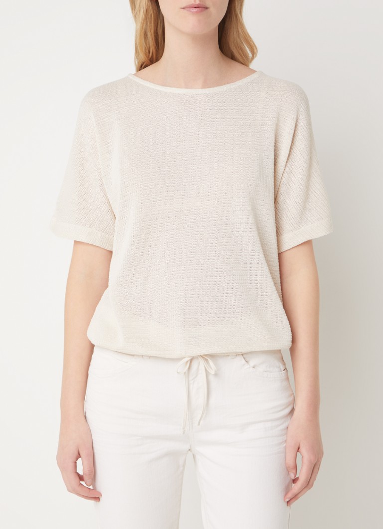 OPUS Saronji coarse knit top with open design and drawstring