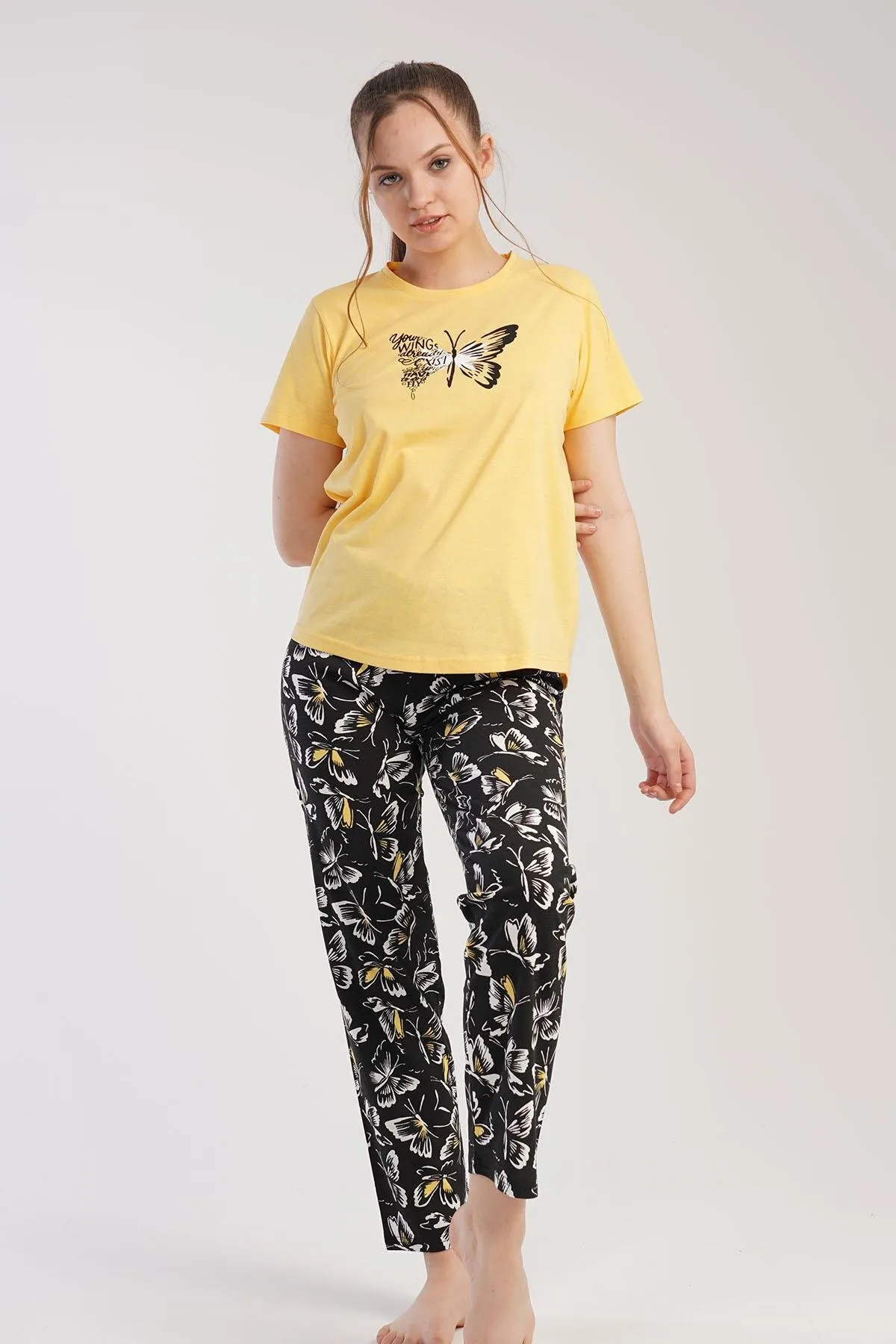 C&City  Kurzarm-Pyjama-Set Gelb-441030
