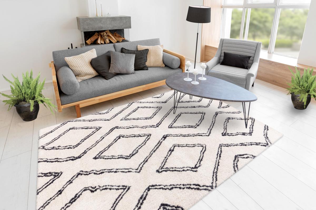 megusta Retro-Teppich Elfenbein 80cm x 150cm