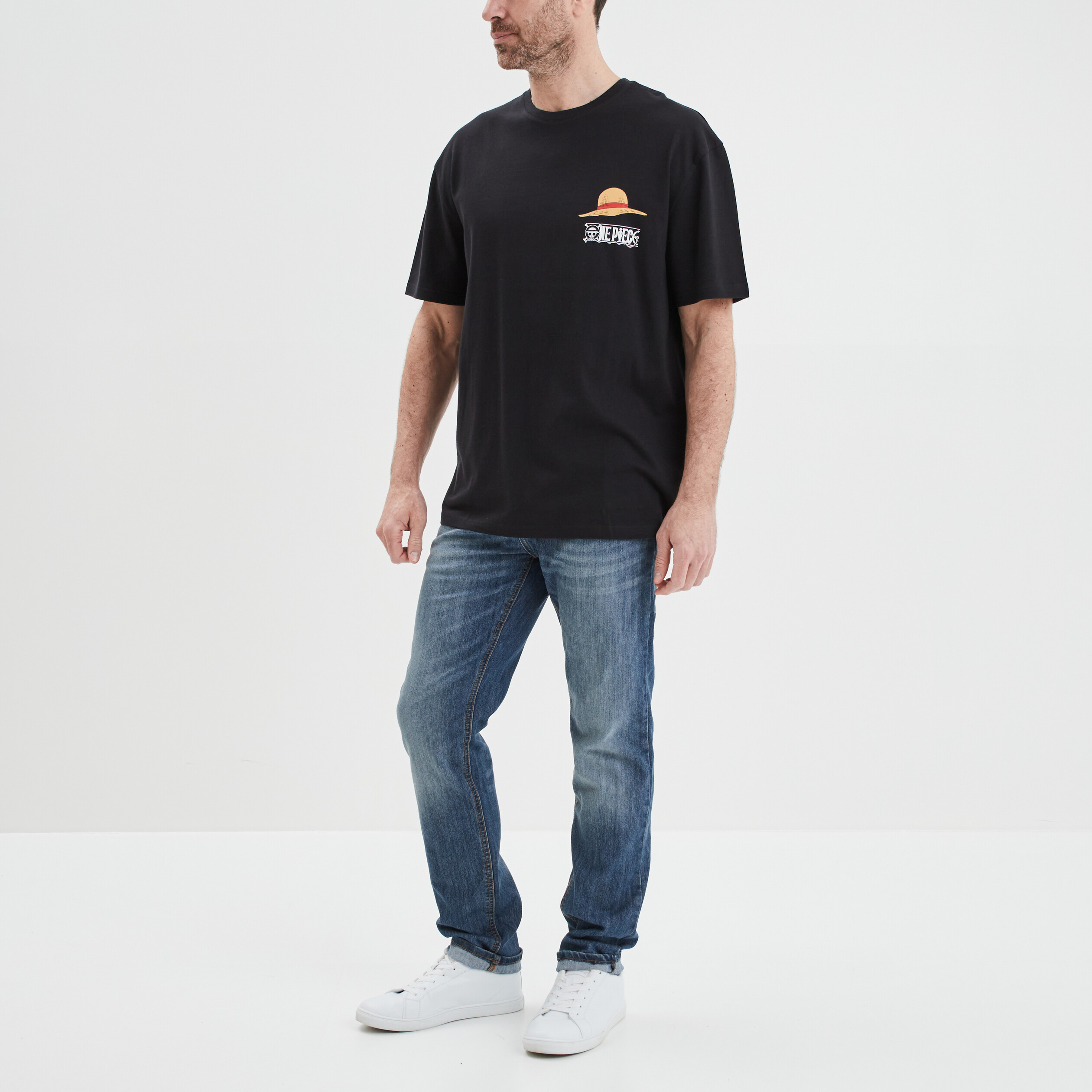 T-shirt manches courtes One Piece noir homme | La Halle