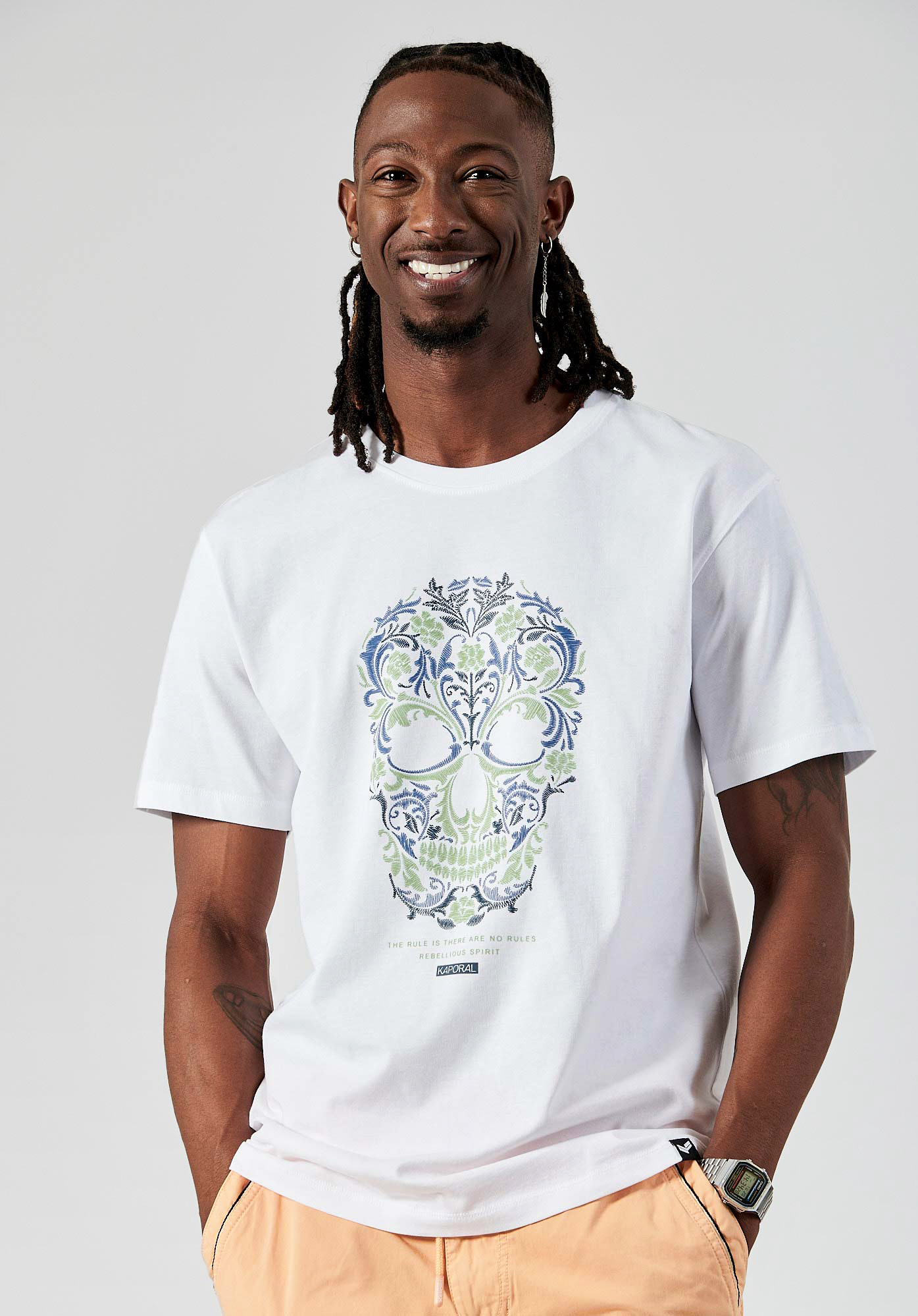 BAROK  T-shirt blanc homme 100% coton bio