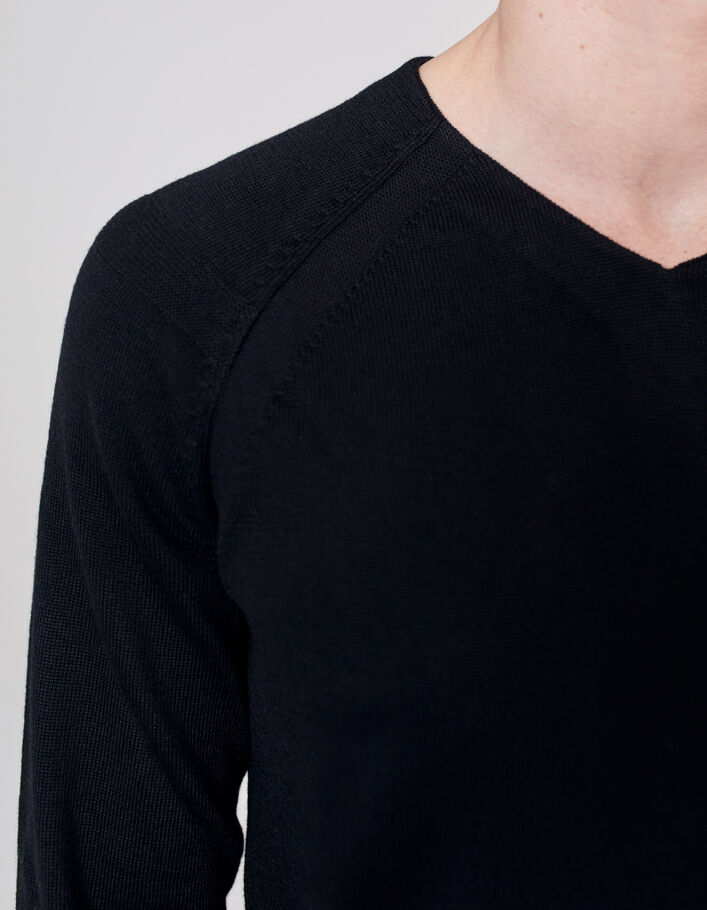 Pull noir tricot à col V Homme