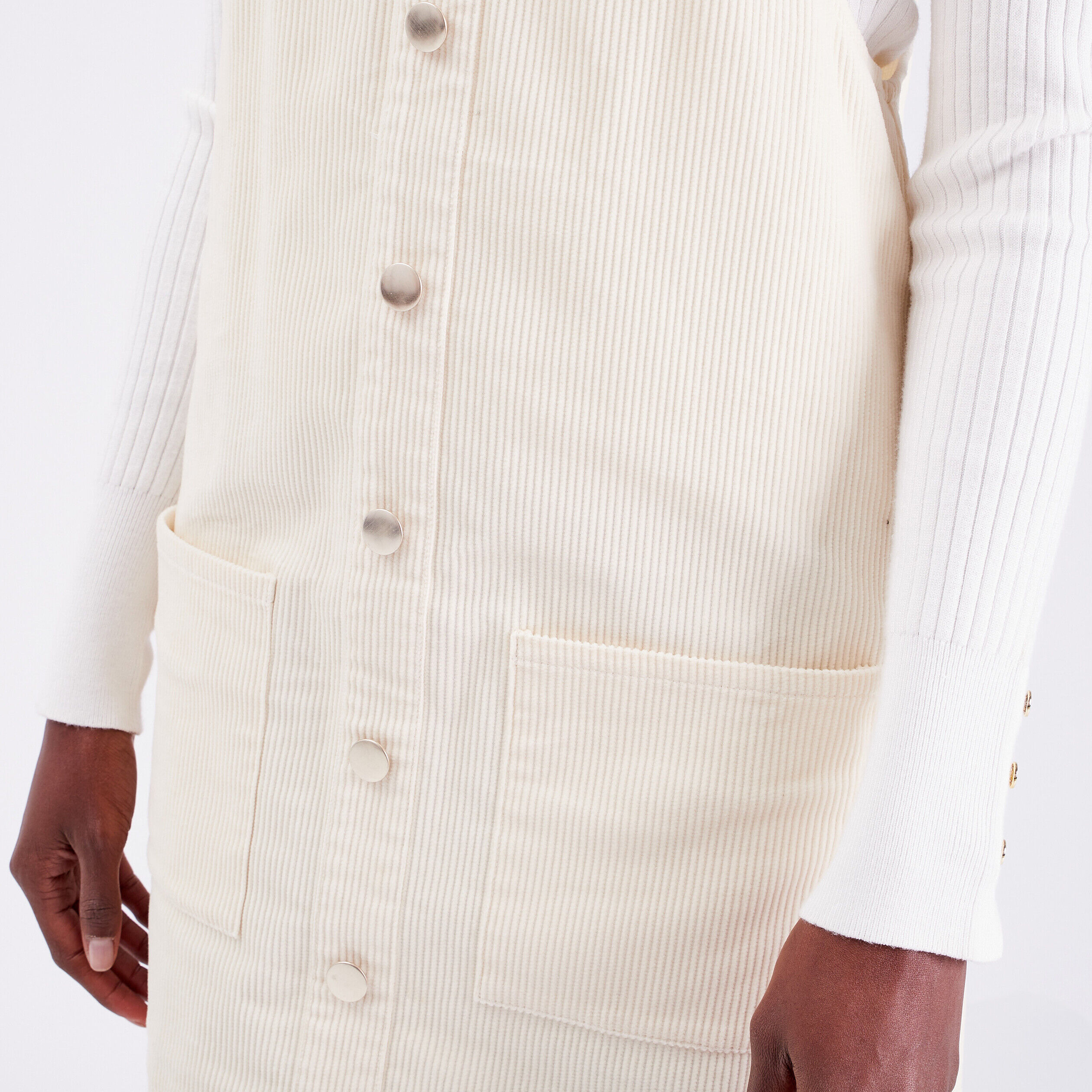 Robe salopette droite velours ivoire femme | Cache Cache
