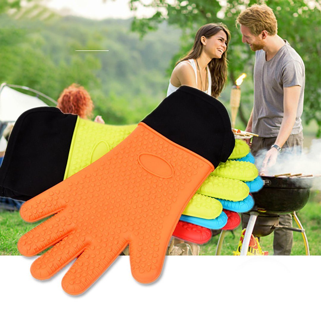 FIDDY Topfhandschuhe Mikrowellenofenhandschuhe Isolationshandschuhe, (Ofenhandschuhe Hitzebeständige Handschuhe Backhandschuhe), 1 Paar Silikonhandschuhe für BBQ, Backen, Kochen und Grillen
