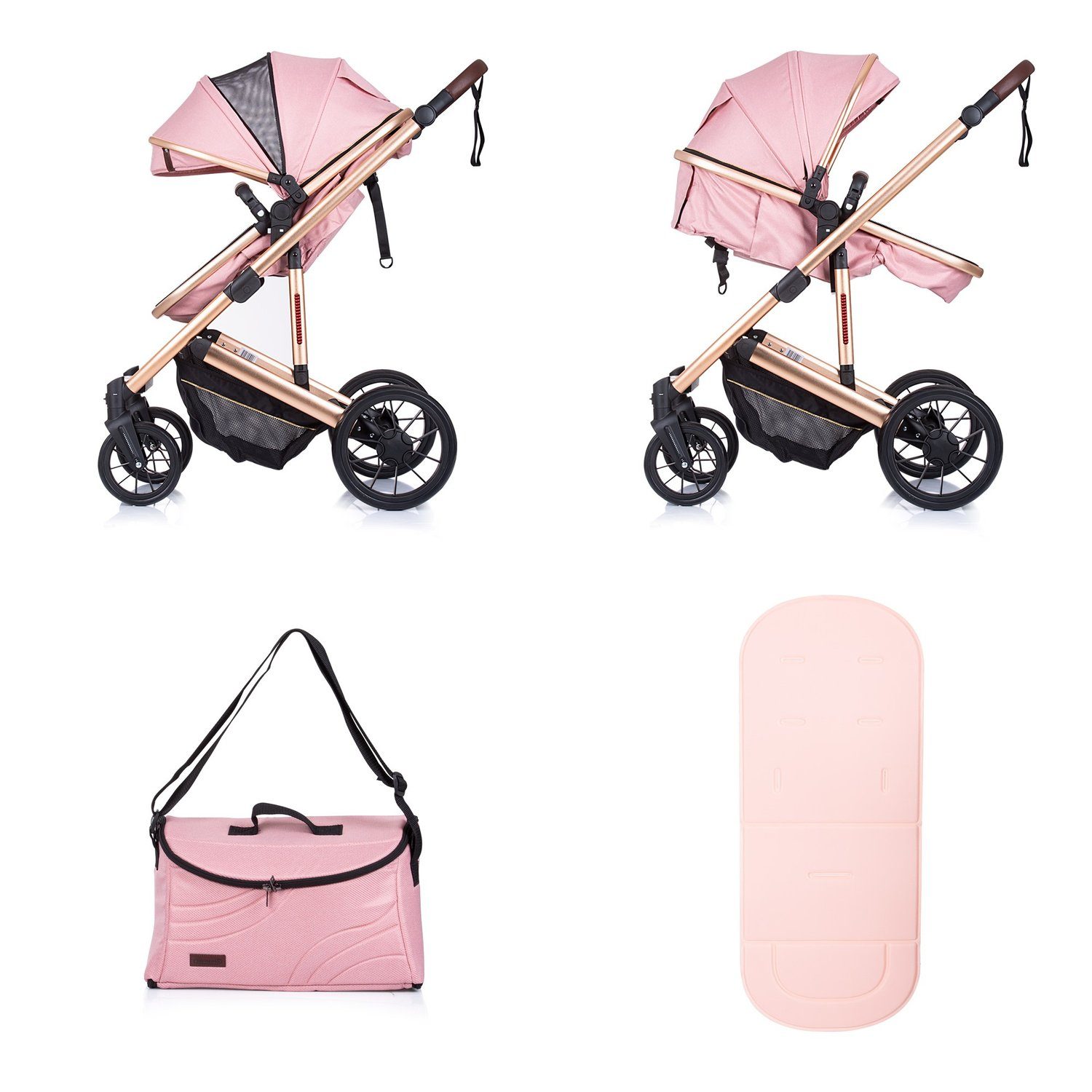 Chipolino Kombi-Kinderwagen Kombikinderwagen 2 in 1 Enigma, Sitz umbaubar, Wickeltasche, bis 22 kg