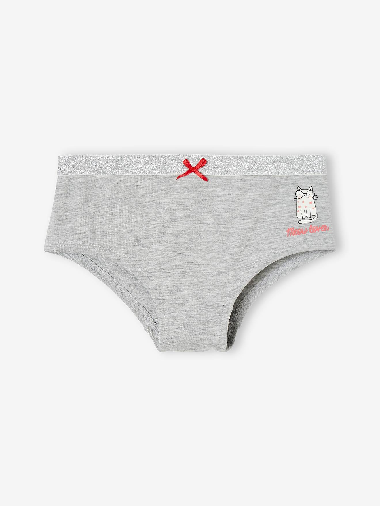 Lot de 3 shorties fille chats gris chiné