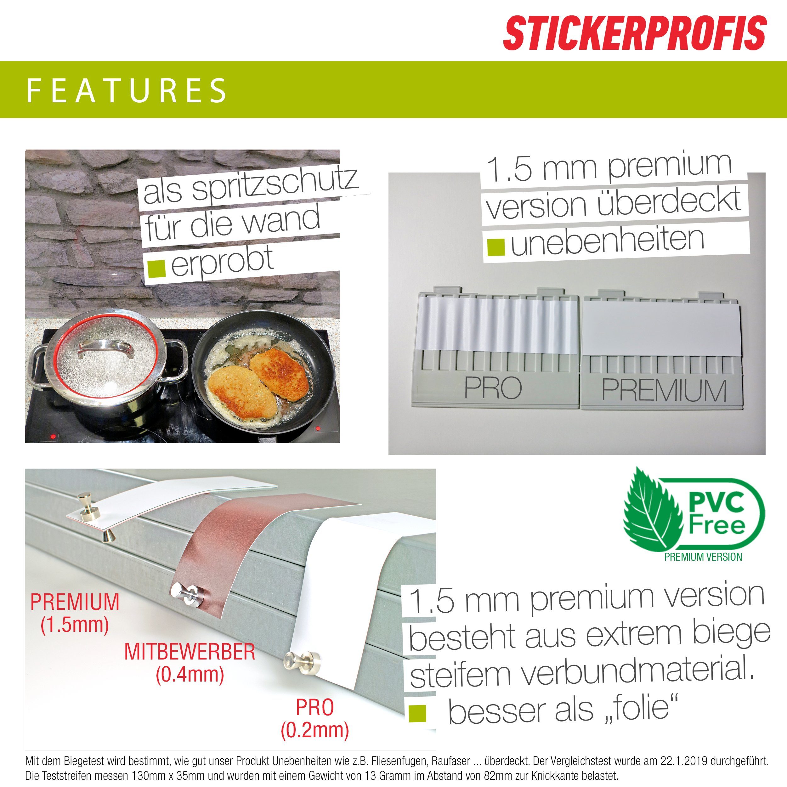 Stickerprofis Küchenrückwand HOLZPLANKEN, (Premium), 1,5mm, selbstklebend, hält auf besonders vielen Öberflächen