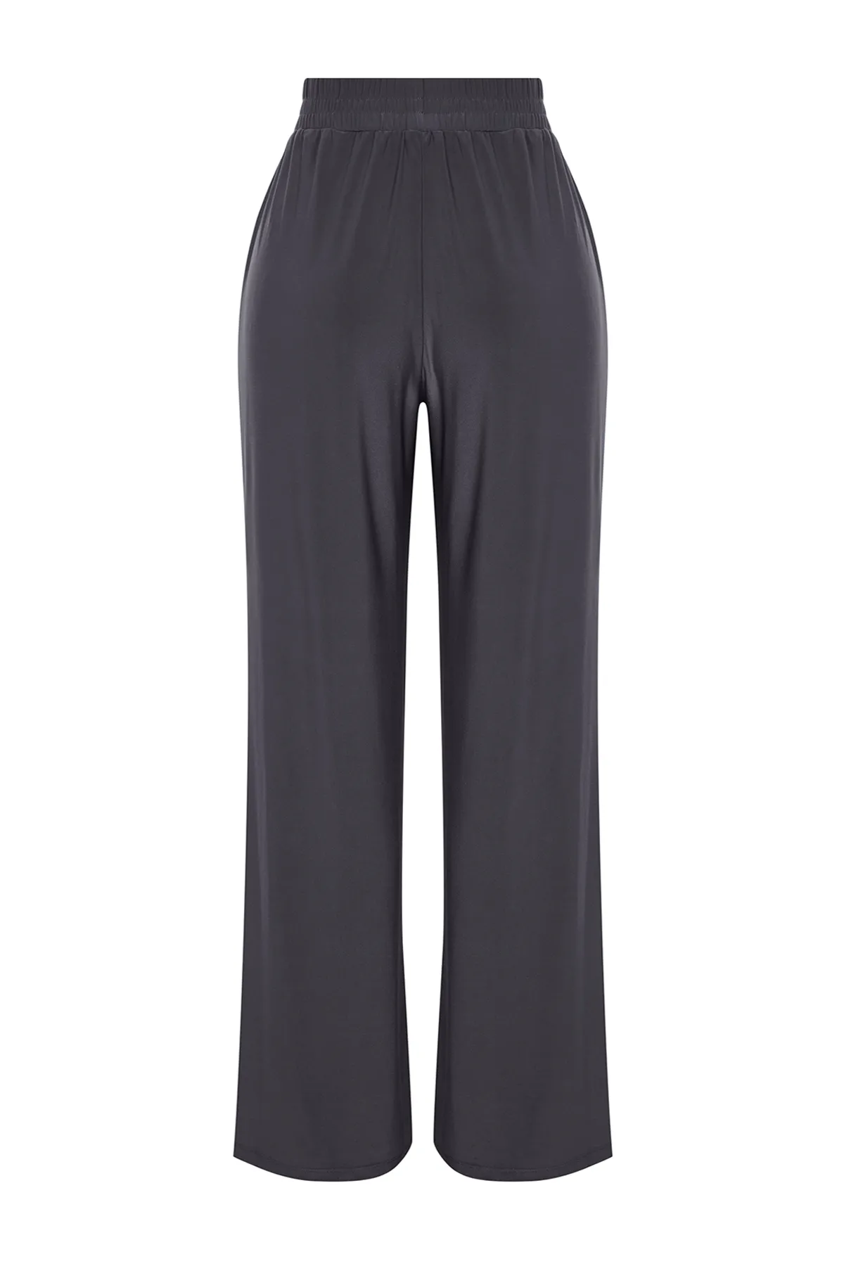 Trendyol Collection  Anthrazitfarbene Hose mit weitem Bein und bequemem Schnitt und hoher Taille, dehnbar, TWOSS23PL00129