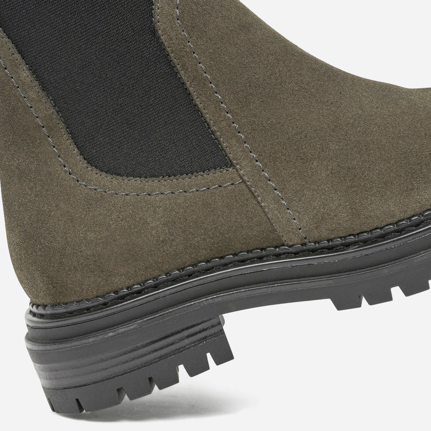 Chelsea boots TEXTO kaki éco-conçu en cuir velours