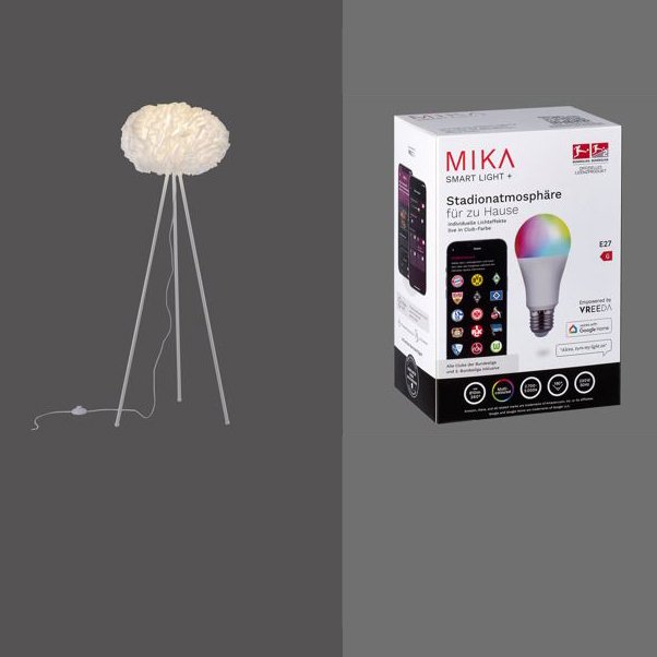 JUST LIGHT Stehleuchte mit MIKA Leuchtmittel 1xE27/10Watt, dimmbar, RGB, CCT, IP20, Weiss