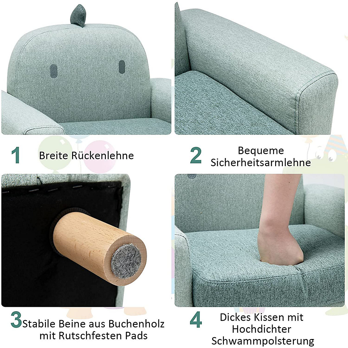 Kindersessel Panda Dinosaurier Huhn