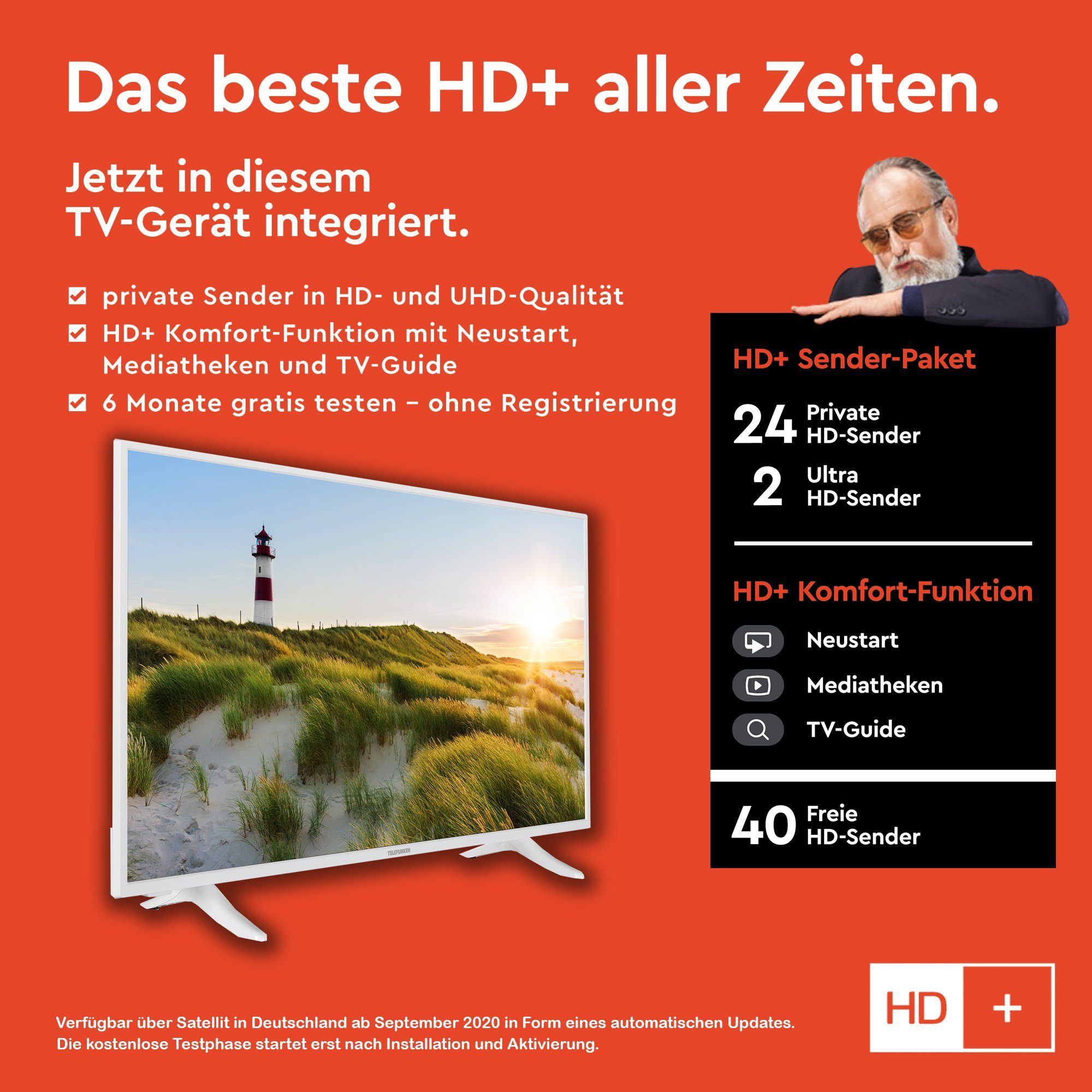 Telefunken XF43K550-W LCD-LED Fernseher (108 cm/43 Zoll, Full HD, Smart TV, Triple-Tuner, HDR, 6 Monate HD+ gratis)